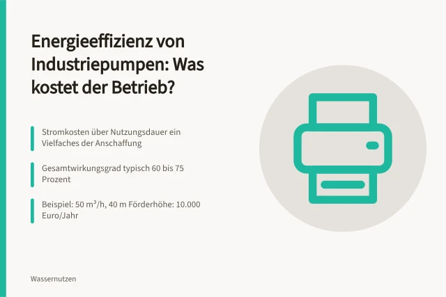 Industriepumpe mit IE4-Motor in Betriebsanlage, Rohrleitungen und Manometer sichtbar. Energieeffizienz von Industriepumpen: Was kostet der Betrieb?